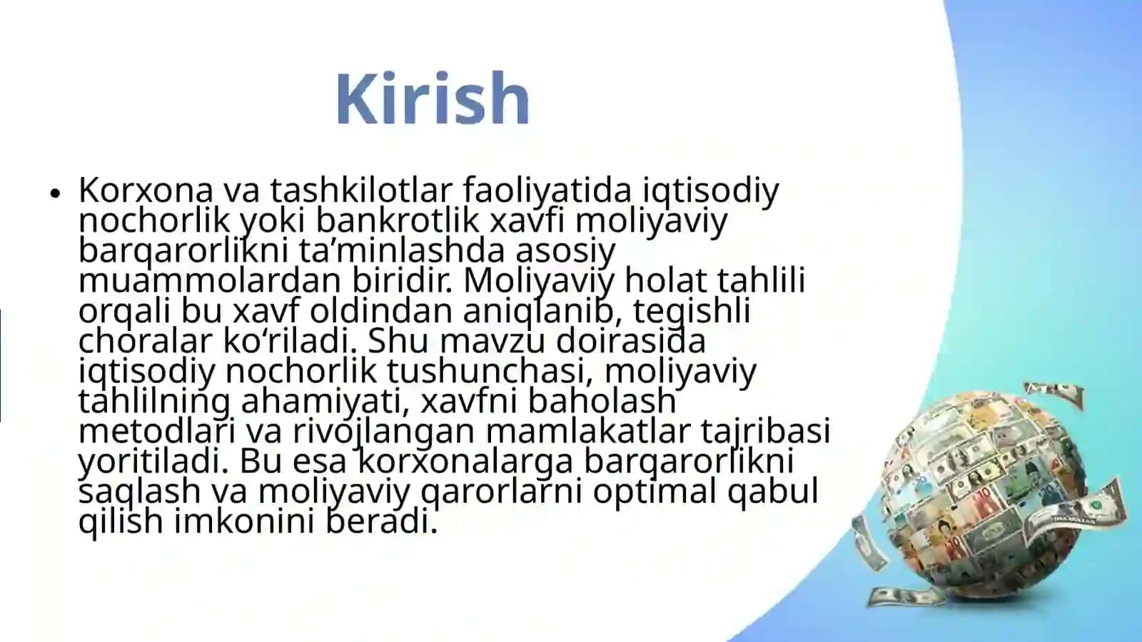 Iqdisodiy nochorlik (bankortlik) xavf-xatarlarini aniqlashda moliyaviy holat tahlili 3