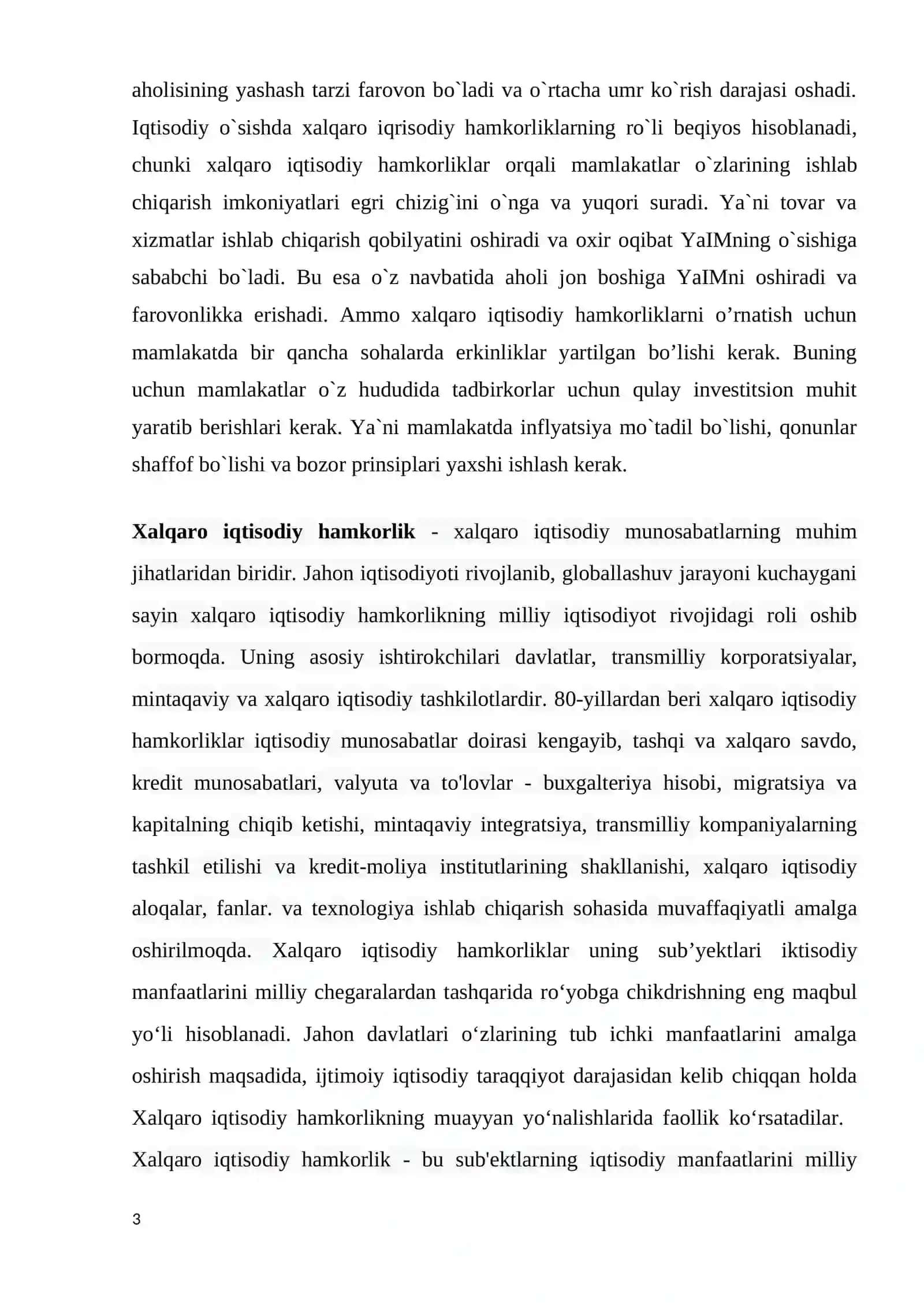 KURS ISHI - O’zbekistonning jahonning rivojlangan mamlakatlari bilan iqtisodiy hamkorligi 3