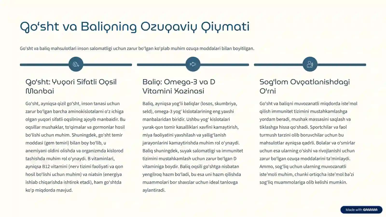 Go‘sht va Baliq Mahsulotlari: Ozuqaviy Qiymat va Oshxona Jihozlari 3