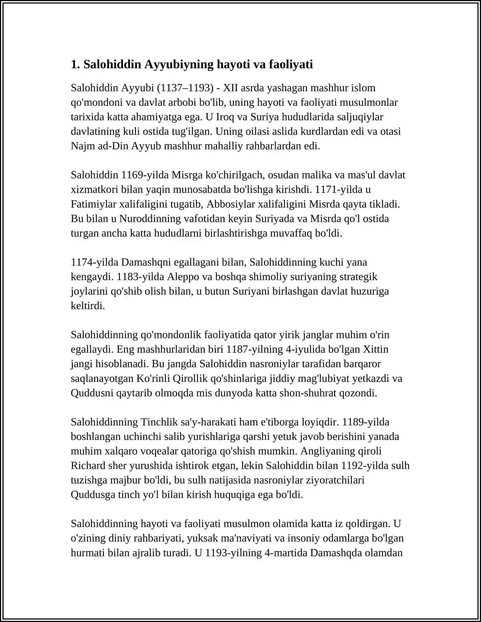 SALOHIDDIN AYYUBIY VA QUDDUS UCHUN JANGLAR 3