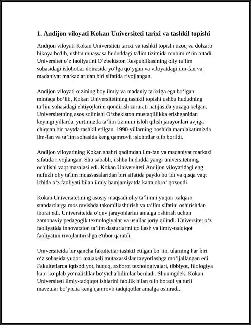 ANDIJON VILOYATI KOKAN UNIVERSITETI MUSTAQIL ISHI 3