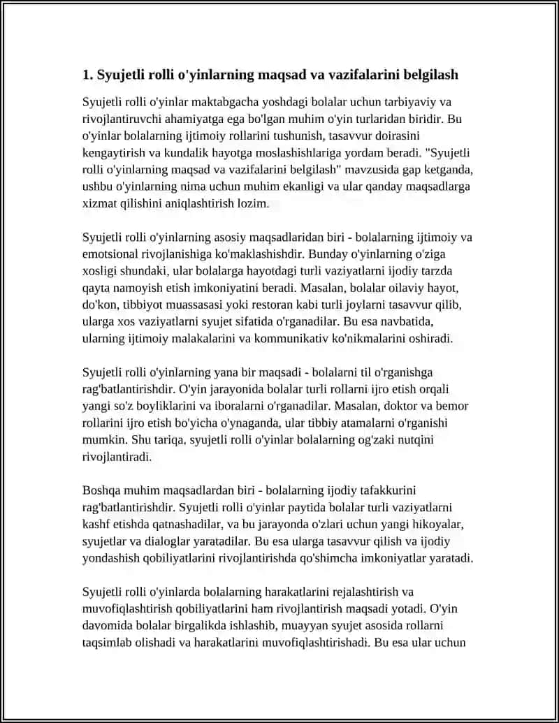 MAKTABGACHA YOSHDAGI BOLALAR UCHUN SYUJETLI ROLLI O'YINLARNI LOYIHALASHTIRISH 3