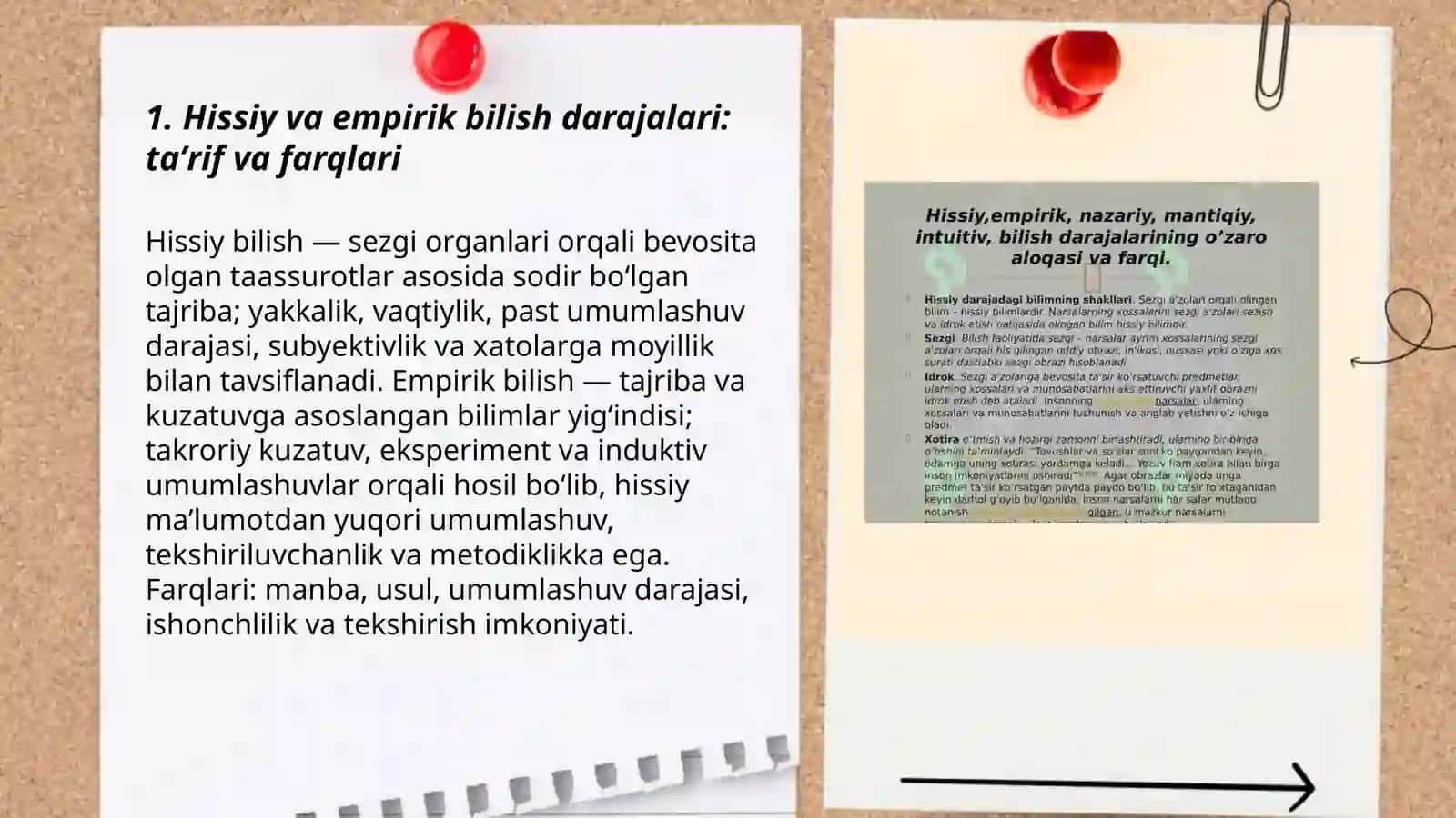 Hissiy, empirik, nazariy, mantiqiy, intuitiv bilish darajalarining o'zaro aloqasi va farqi 3