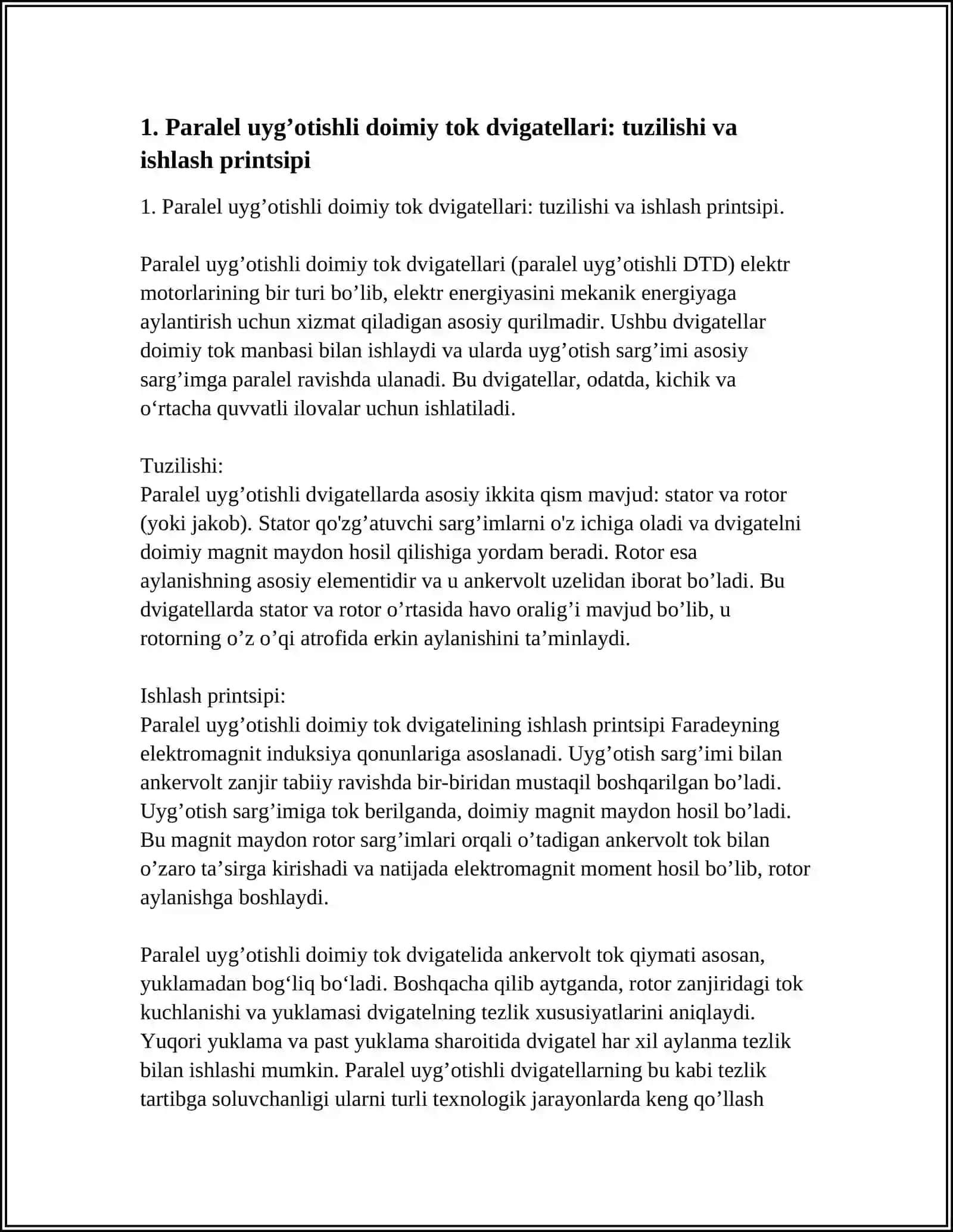 PARALEL, KETMA-KET VA ARALASH UYG’OTISHLI O’ZGARMAS TOK DVIGETELI 3