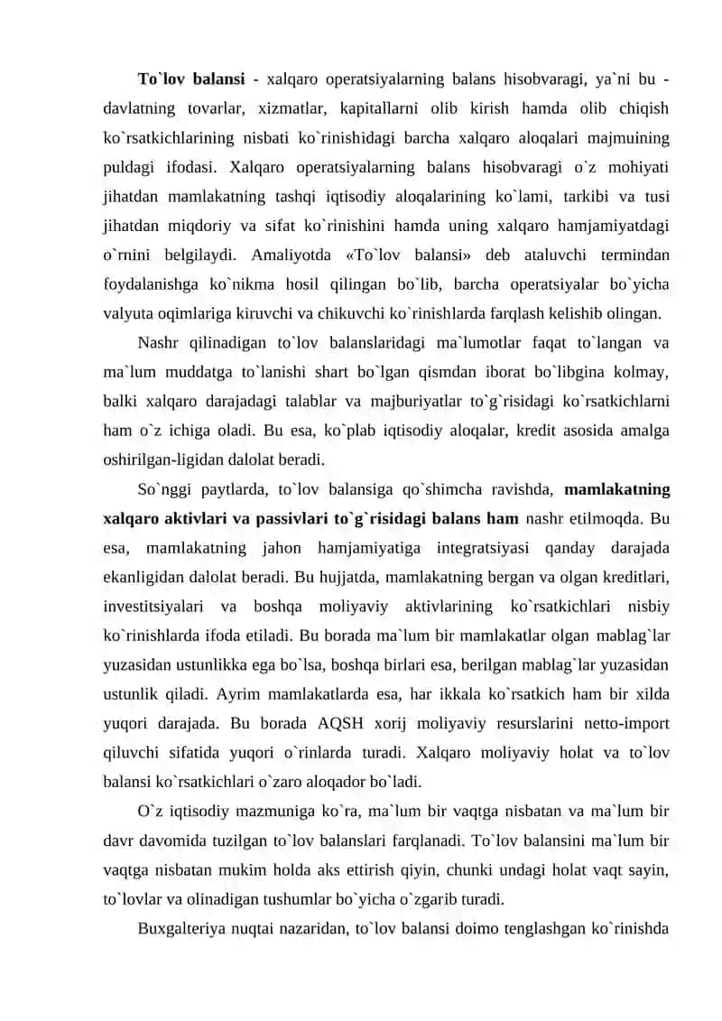 Xalqaro Savdo Balansi va To‘lov Balansi O‘zarо Bog‘liqli 3