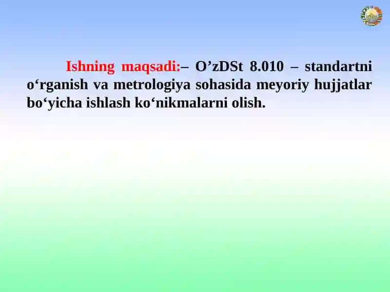 O‘zbekiston Respublikasi o‘lchovlarning birxilliginita’minlash davlat tizimi 3