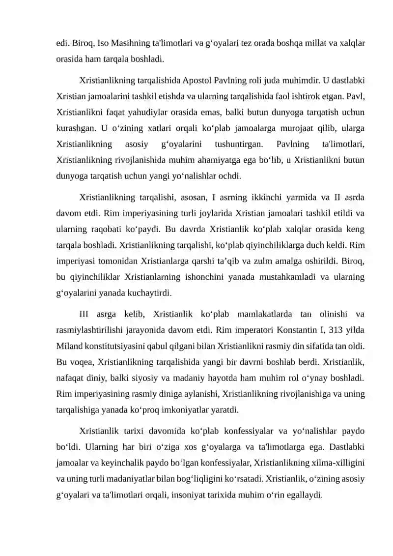 Xristianlik dini tarixi va g’oyalari 3