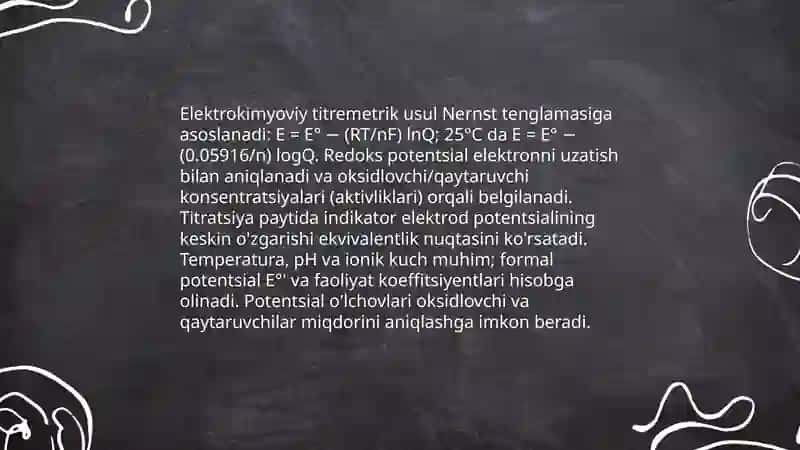 Oksidlovchi va qaytaruvchilarni elektrokimyoviy titremetik ussular yordamida aniqlash 3