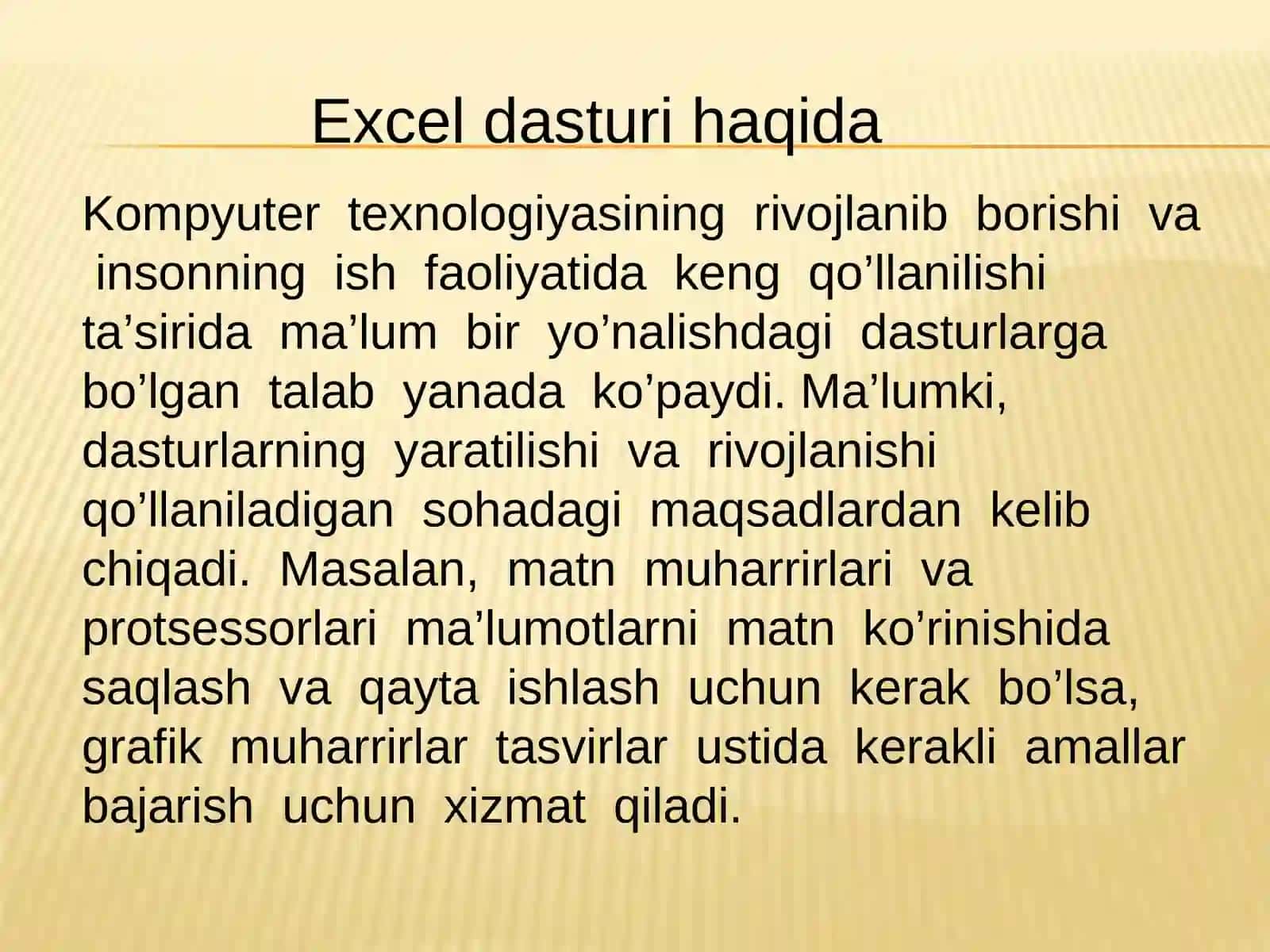 Excel dasturi haqida 3