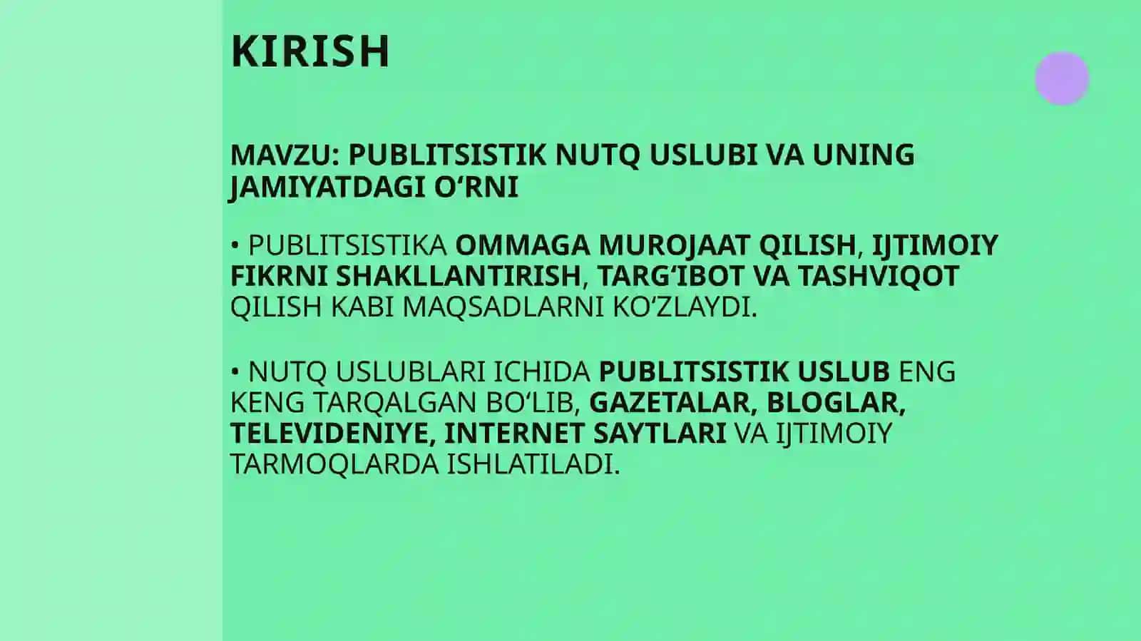 Publitsistik nutq uslubi. Publitsistik maqolalar bilan tanishish va tahlil qilish 3