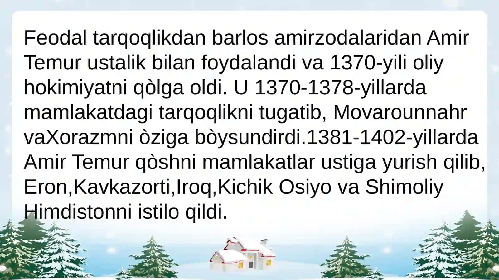 ʻOʻZBEKISTON XALQARO ISLOM AKADEMIYASI ISLOM SHUNOSLIK FAKULTETI TARIX 1-KURS (KECHKI) TALABASI 3