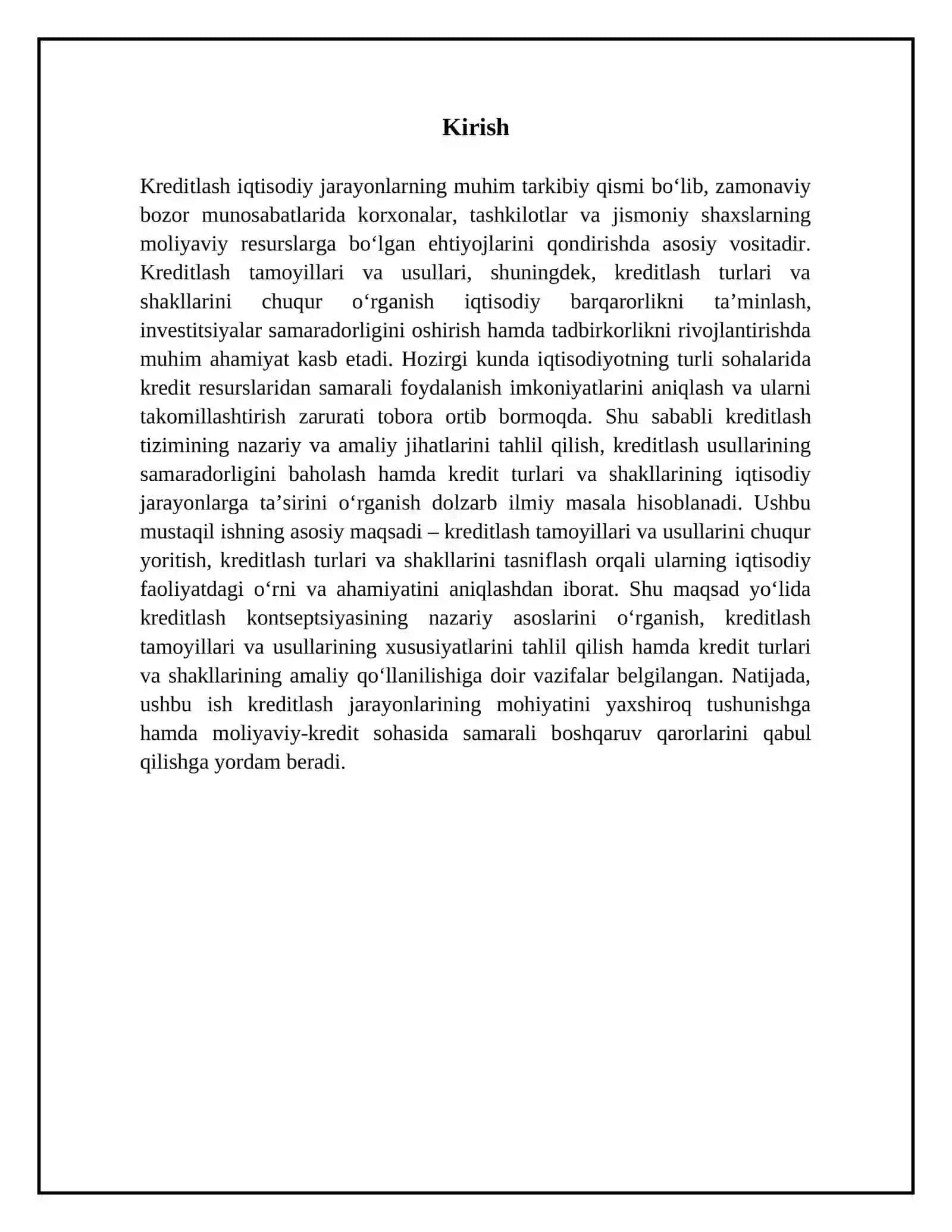 Kreditlash tamoyillari va usullari.Kreditlash turlari va shakllari 3