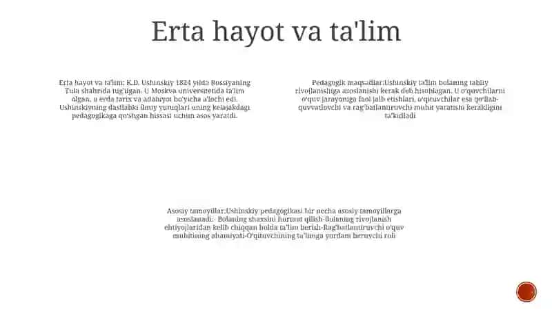 K.D. Usheniskiyning Pedogogik GoʻYalari 3