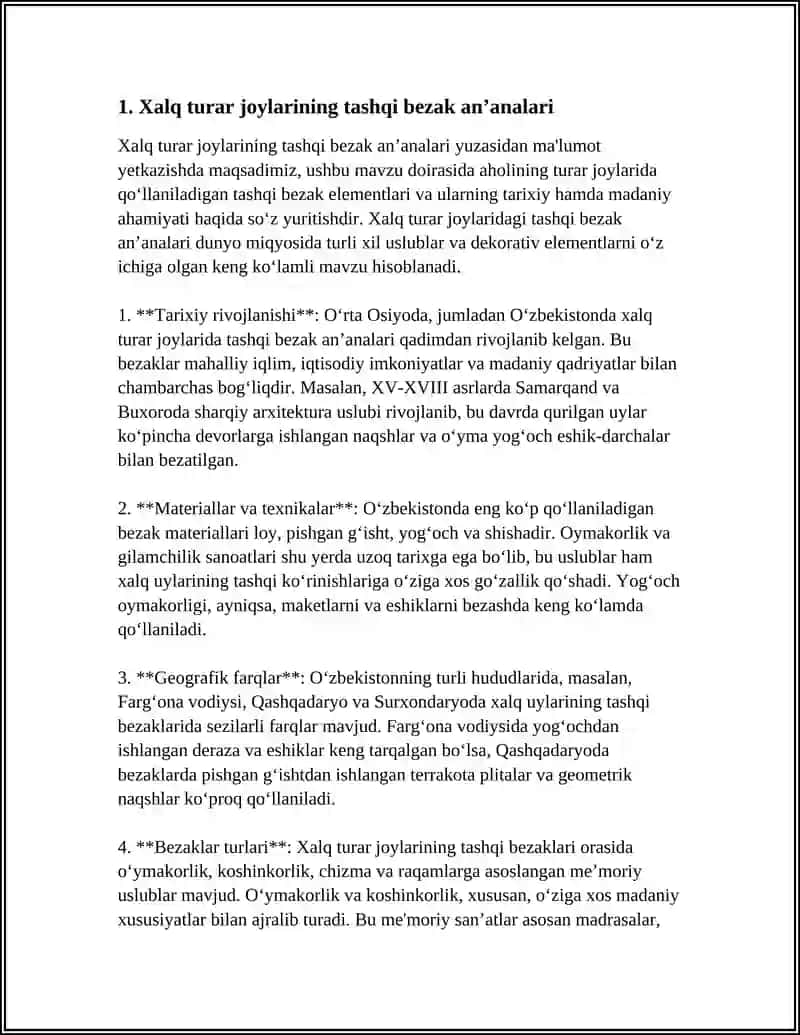 Xalq Turar Joylarining Bezaklari va Funktsional Elementlari 3