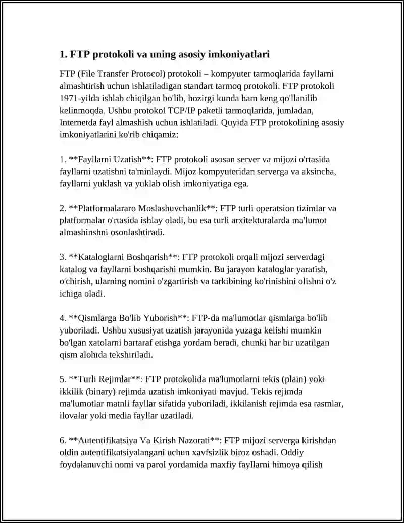 FTP XIZMATI IMKONIYATLARI 3