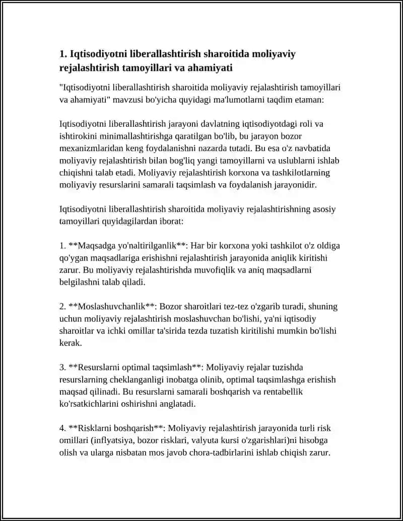 IQTISODIYOTNI LIBERALLASHTIRISH SHAROITIDA MOLIYAVIY REJALASHTIRISHNING AHAMIYATI 3