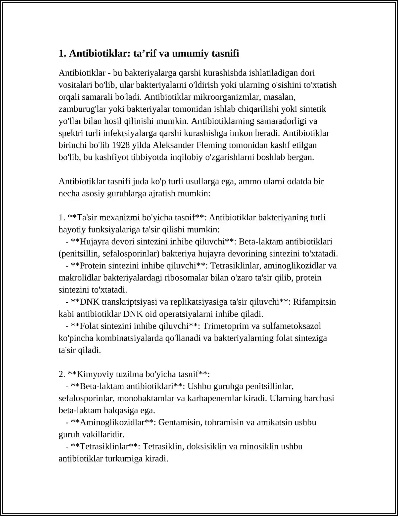 MIKROBLARGA QARSHI VOSITALAR: ANTIBIOTIKLAR VA SULFANAMIDLAR 3