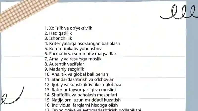 Nutqiy va lingvistik koʻnikmalarni baholash mazmuni 3