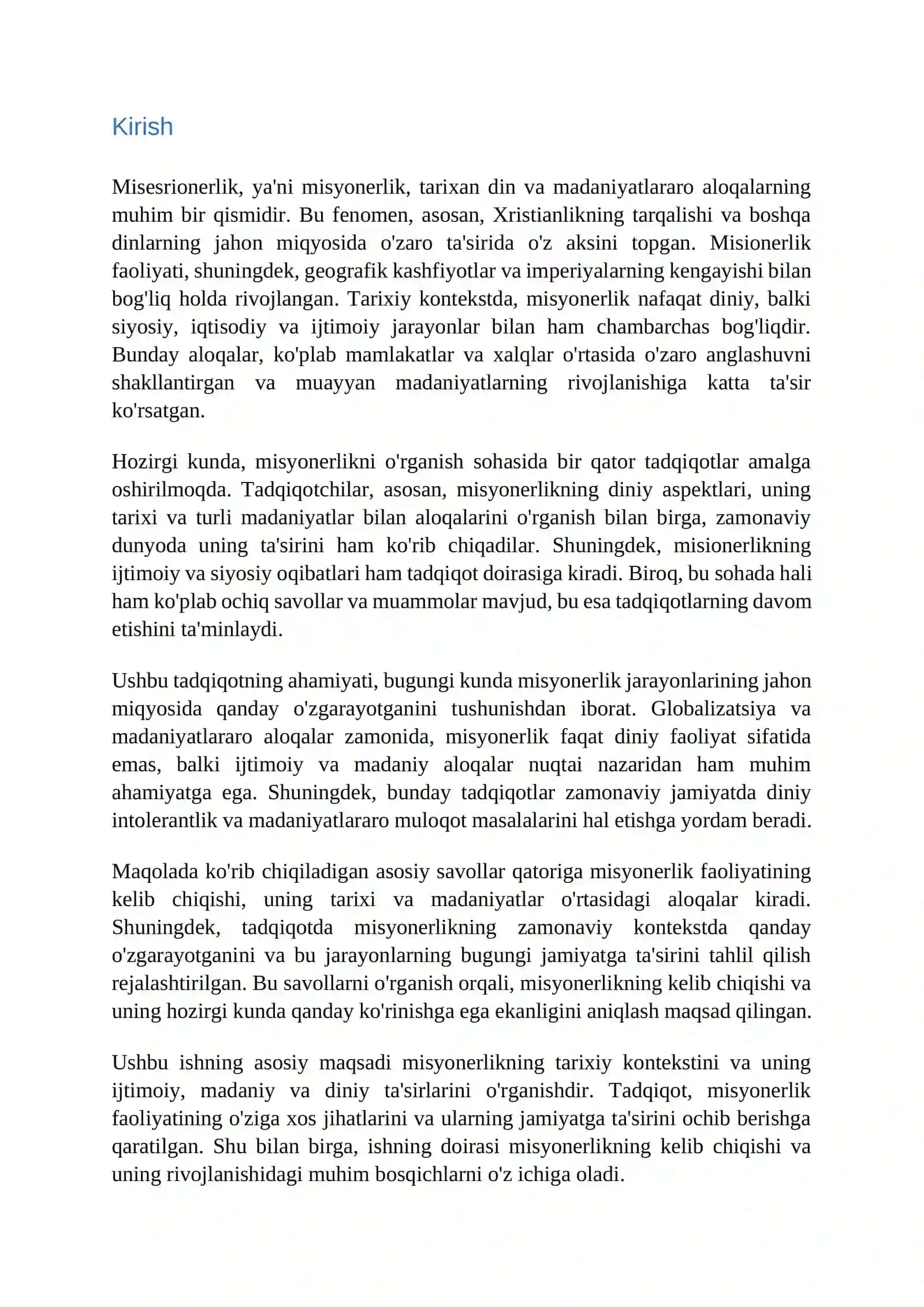 MISESRIONERLIKNI KELIB CHIQISHI 3