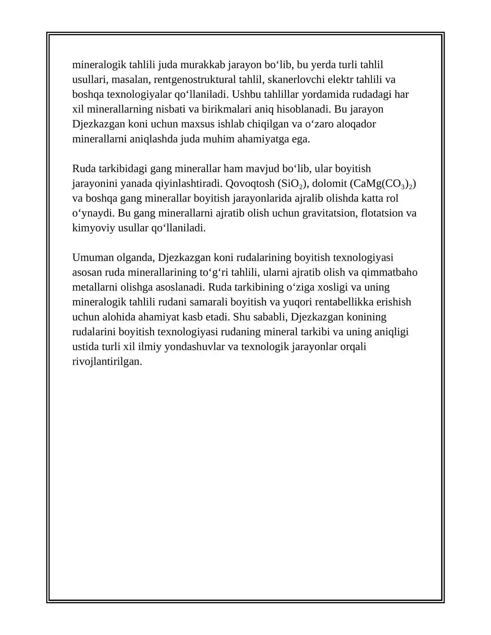 DJEZKAZGAN KONI RUDALARINI BOYITISH TEXNOLOGIYASI 3