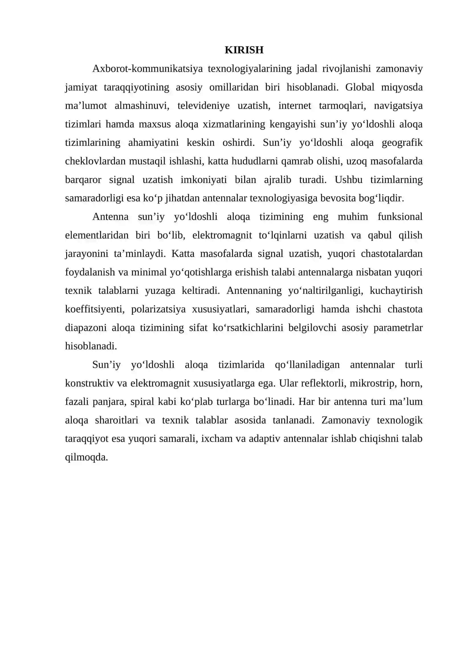 Sun'iy yo'ldoshli aloqa tizimlari antennalari 3