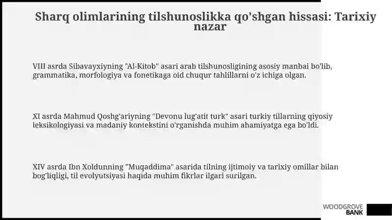 Sharq olimlarining tilshunoslikka qo'shgan hissasi: tarix va asosiy yo'nalishlar 3