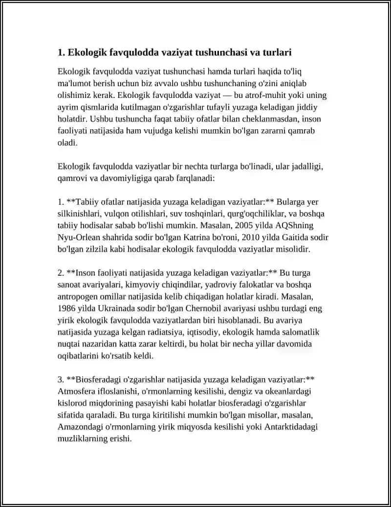 EKOLOGIK TUSDAGI FAVQULOTDA VAZIYATLAR 3