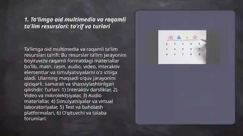 Ta'limga oid multimedia va raqamli ta'lim resurslari: ta'rif va turlari 3