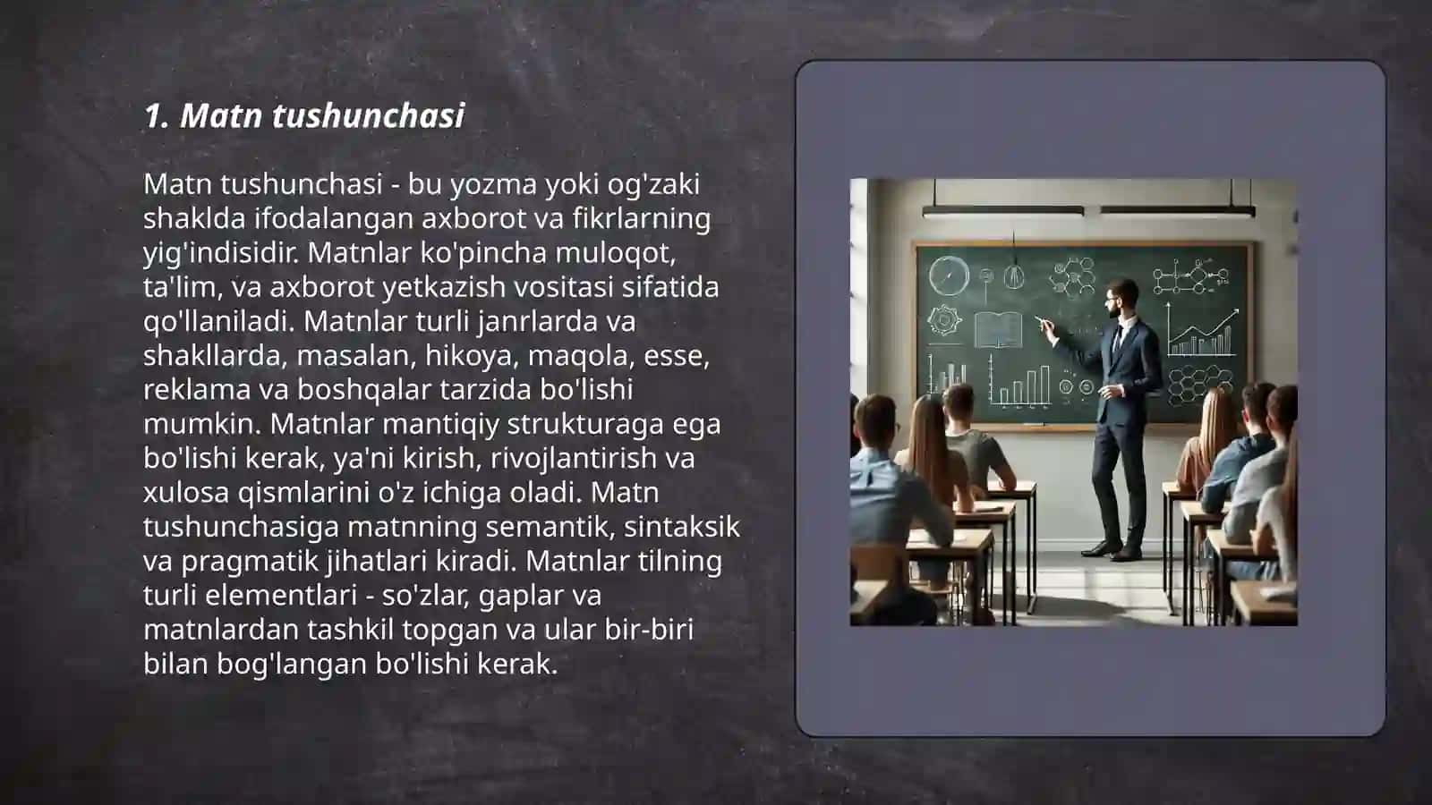 Matn va uning turlari. Matn hosil qiluvchi vositalar 3
