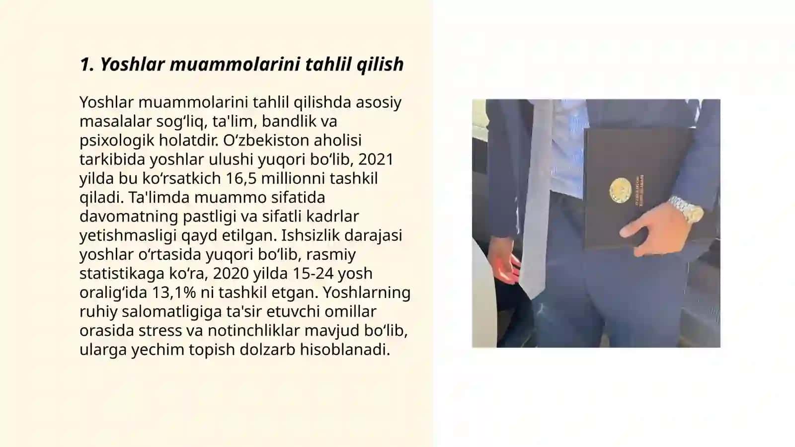 Yoshlar muammolarini o‘rganish va hal etish tizimini yanada takomillashtirish chora-tadbirlari 3