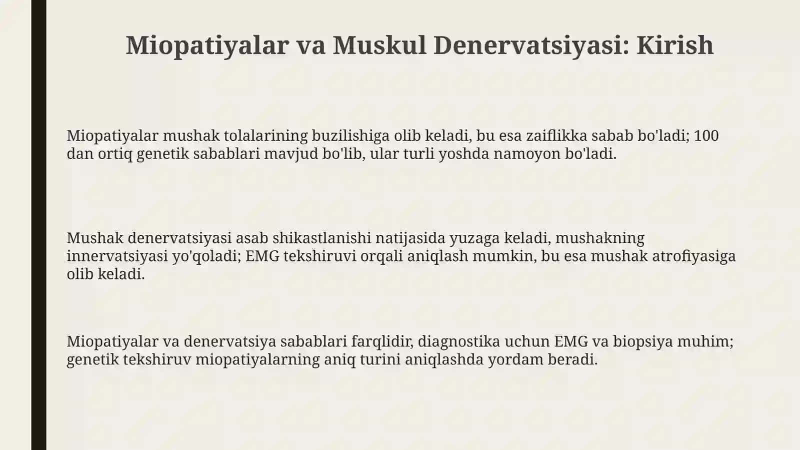 Miopatiyalar va Muskul Denervatsiyasi 3