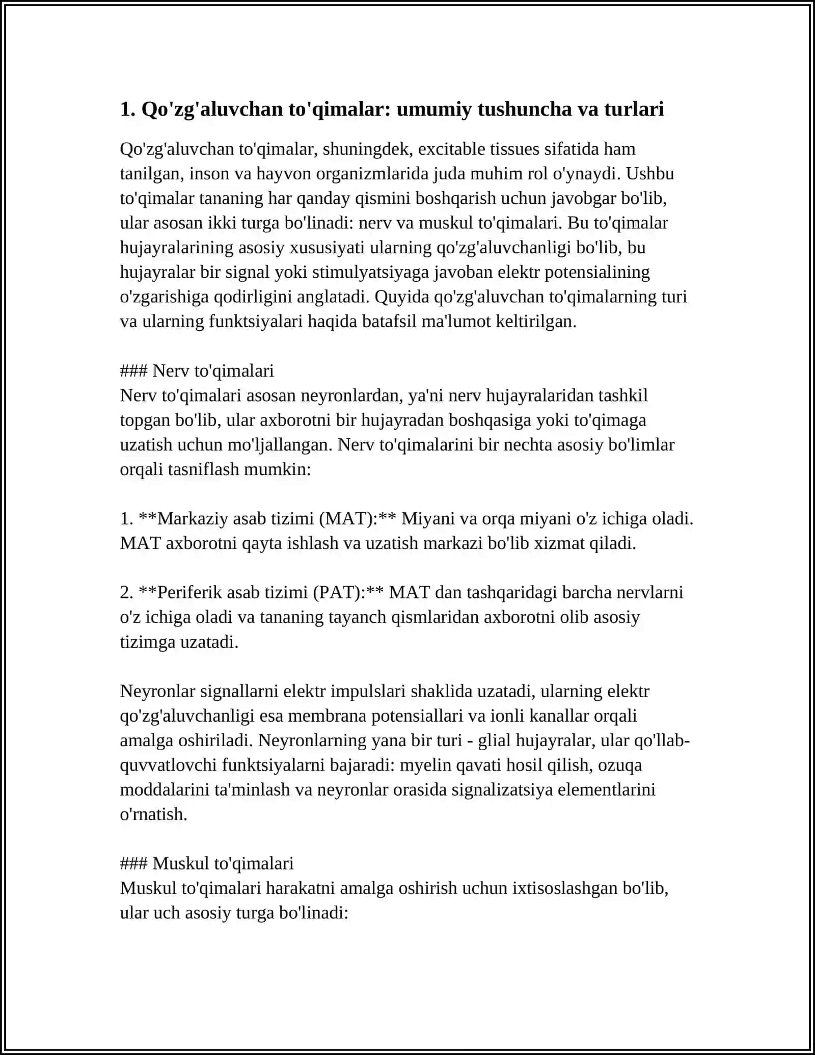 QO'ZG'ALUVCHAN TO'QIMALARDA BIOELEKTRIK XODISALAR. TA'SIRLASH KONUNLARI TIBBIYOTDA AXAMIYATI 3
