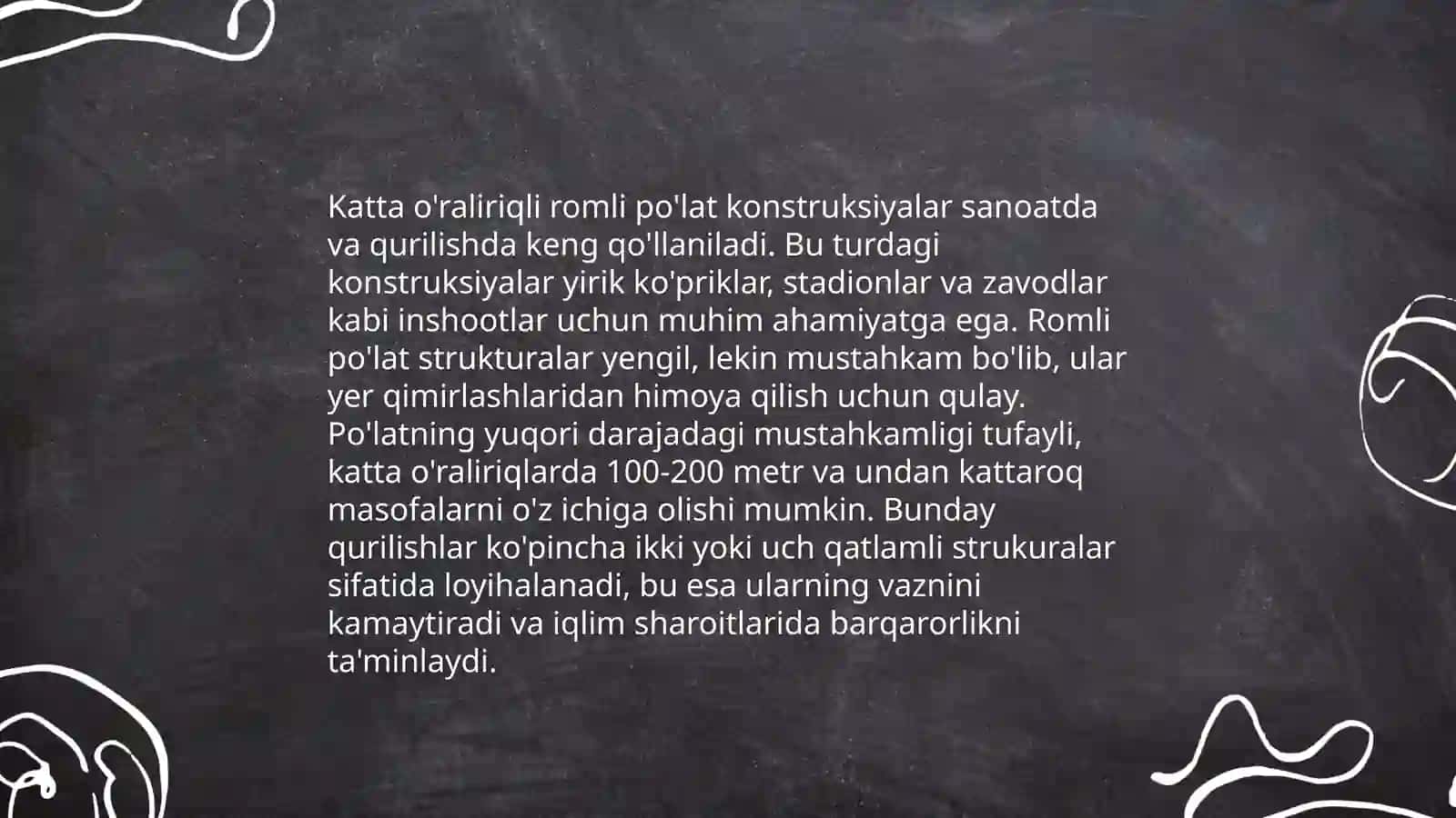 Katta oraliqli romli po'lat konstruksiyalar 3