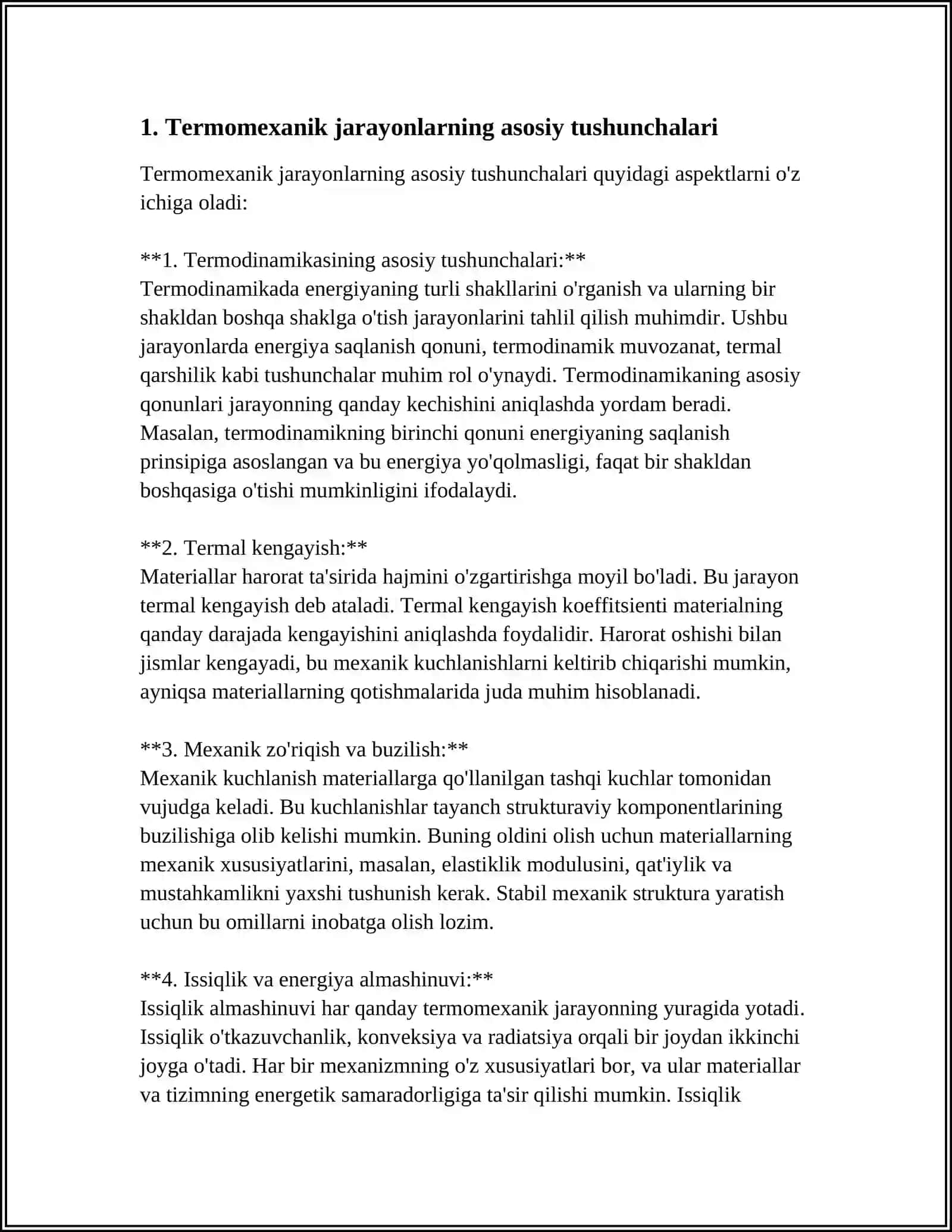 TEXNOLOGIK SISTEMALARDAGI TERMOMEXANIK JARAYONLARNI MODELLASHTIRISH 3