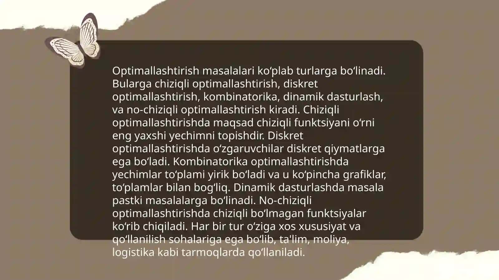 Optimallashtirish masalalari 3