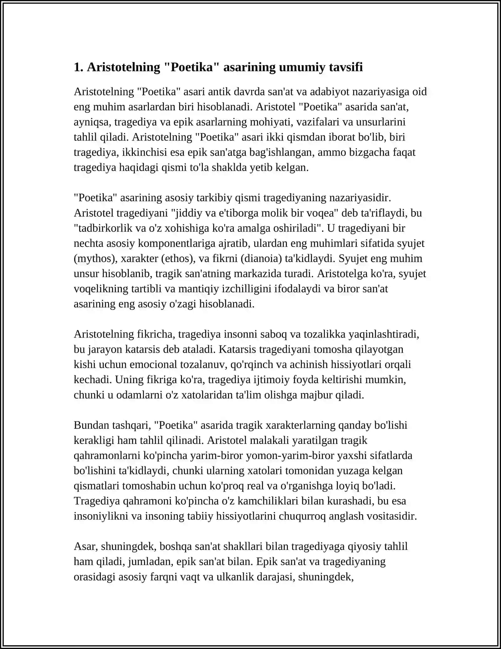 ARISTOTELNING "POETIKA"ASARIGA SHARH 3