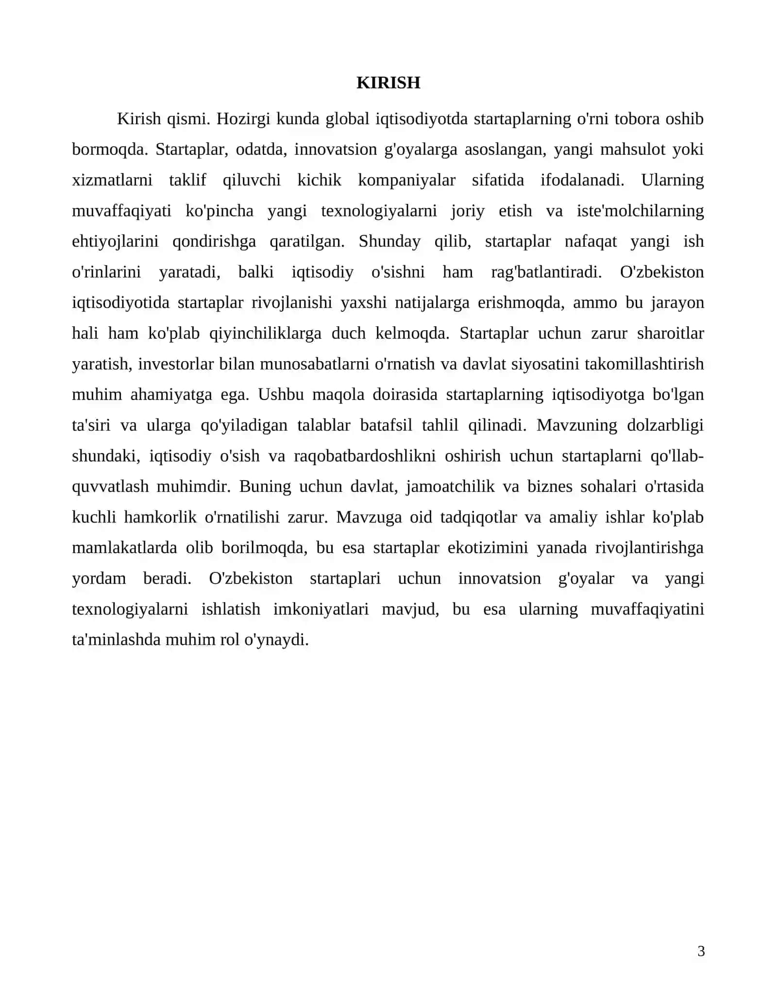 Startaplar: Iqtisodiyotni rivojlantirishning muhim omili 3