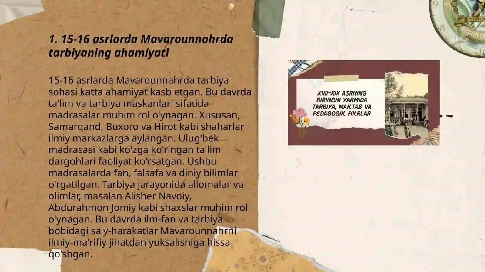 15 asrning ikkinchi yarmi va 16 asrda Mavarounnaxrda tarbiya va maktabga tayyorgarlik koʻrish 3