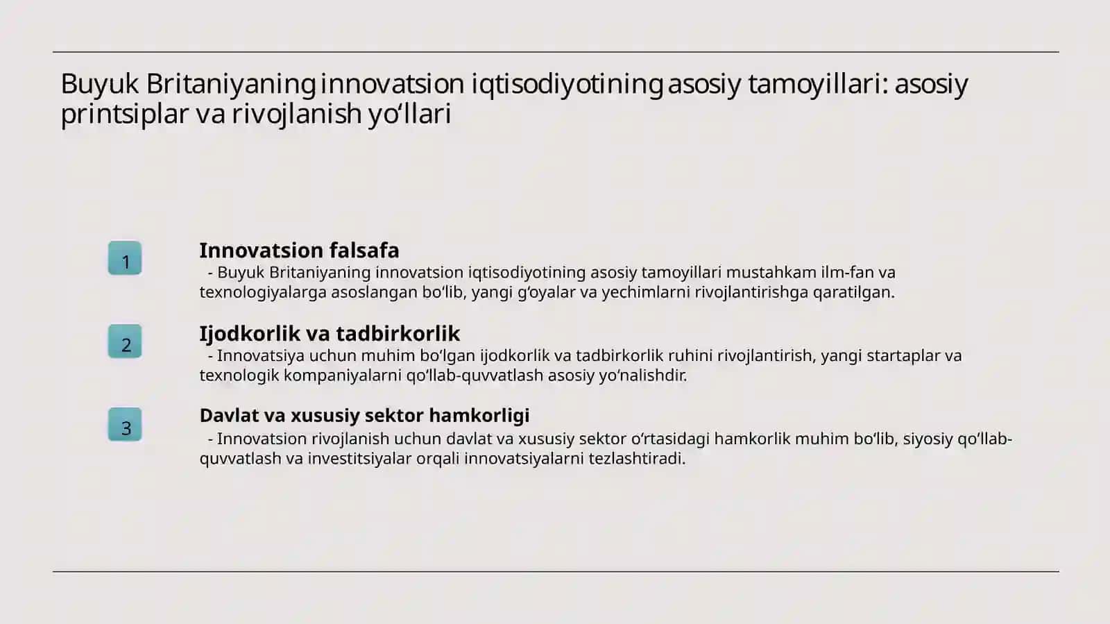 Buyuk Britaniyaning innovatsion iqtisodiyotining asosiy tamoyillari 3