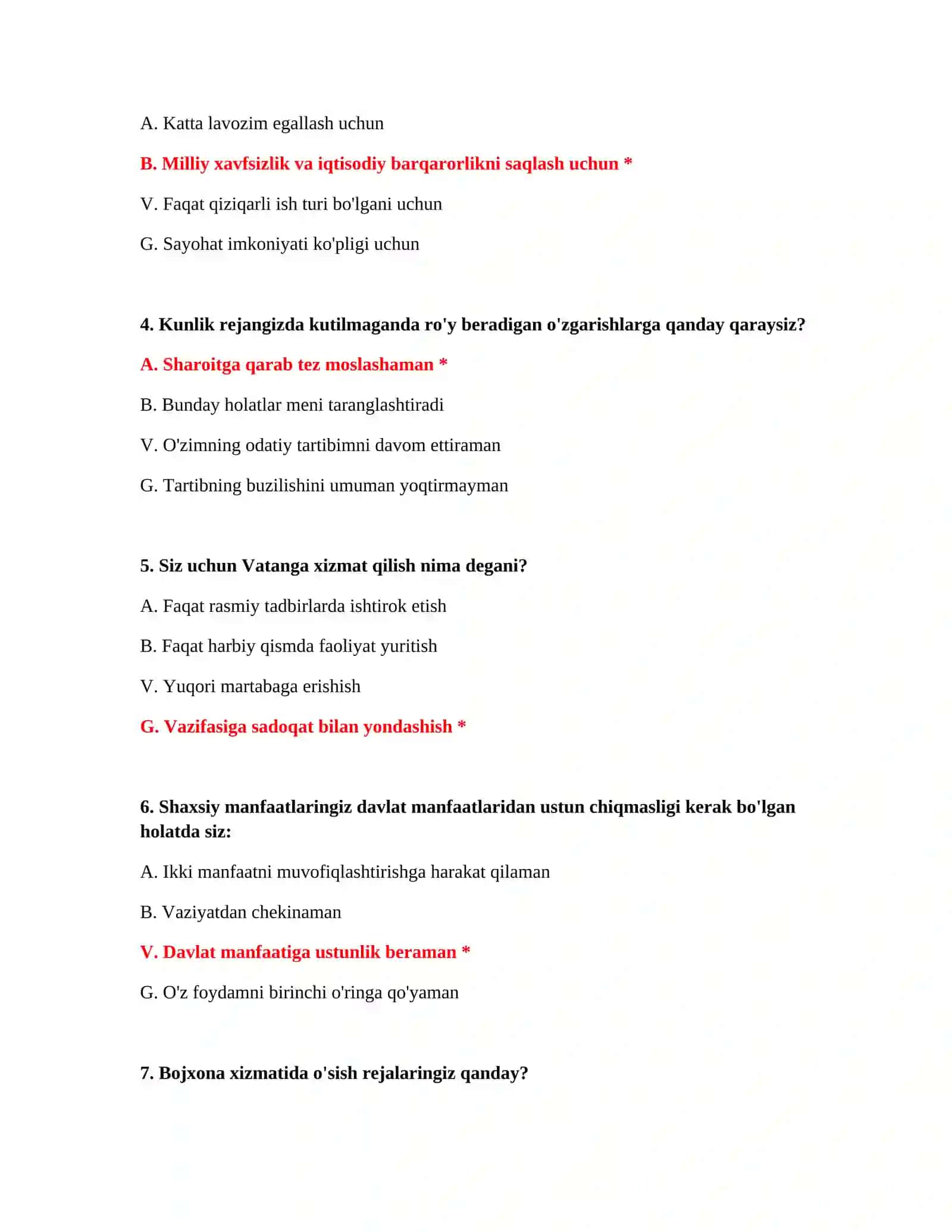 BOJXONA XIZMATIDA SARALASH VA PSIXOLOGIK TEST SAVOLLARI 3