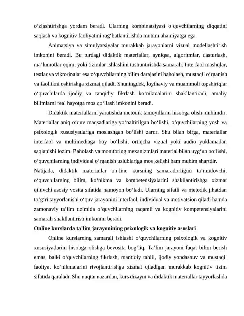 Online kurslar va ularga didaktik materiallar tayyorlash 3