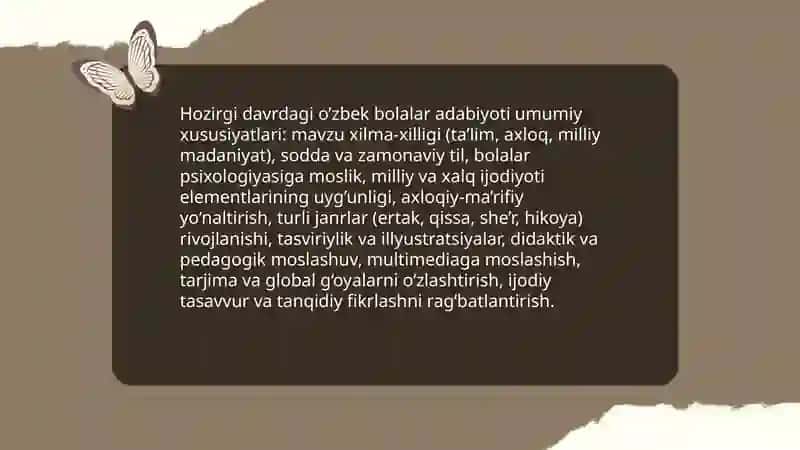 Hozirgi davrdagi o’zbek bolalar adabiyoti 3