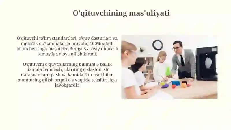 O'qituvchining pedagogik qobilyati, kasbiy mahorati burch va vazifalari 3
