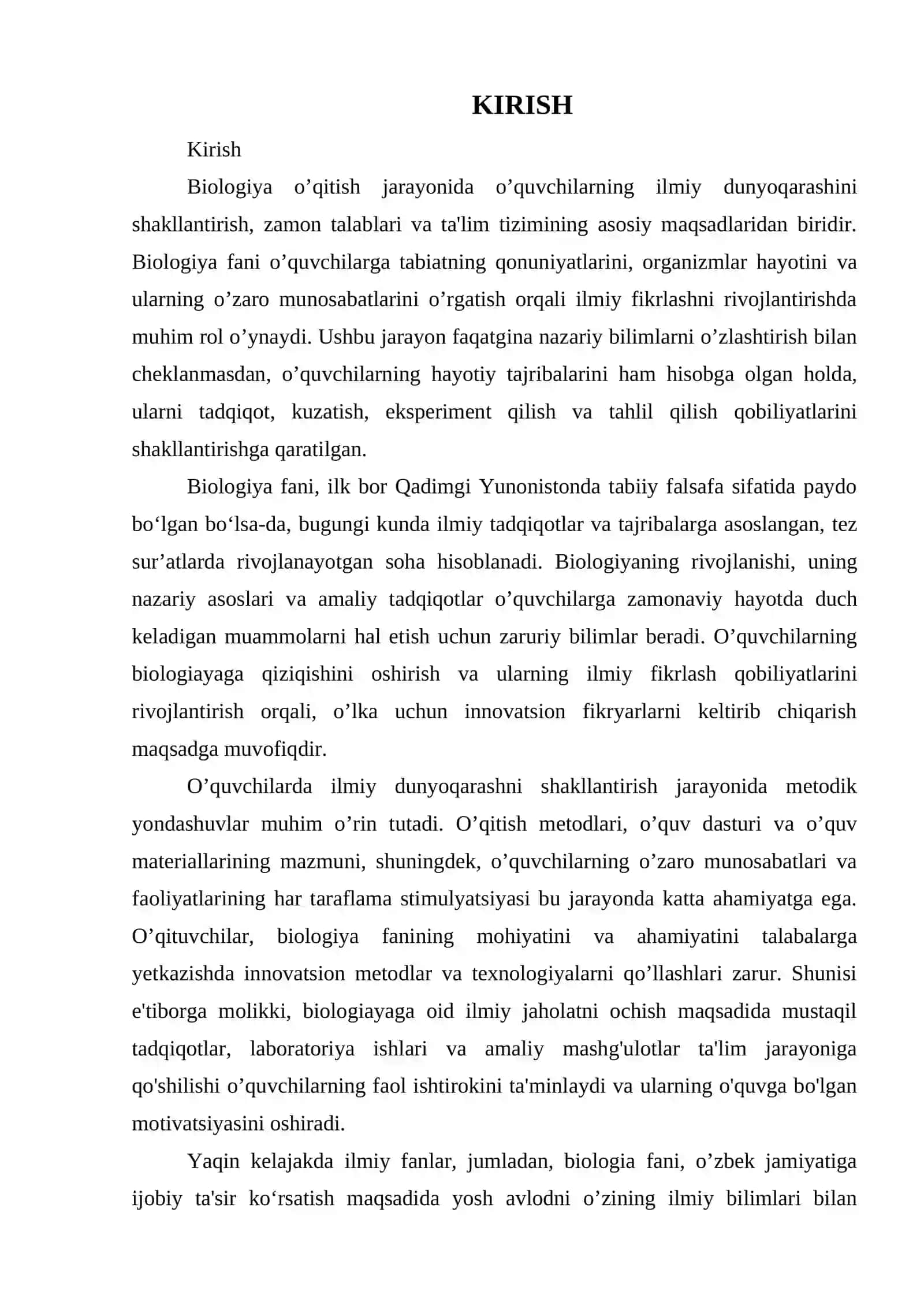BIOLOGIYA O’QITISHDA O’QUVCHILARNING ILMIY DUNUOQARASHINI SHAKLLANTIRISH METODIKASI 3