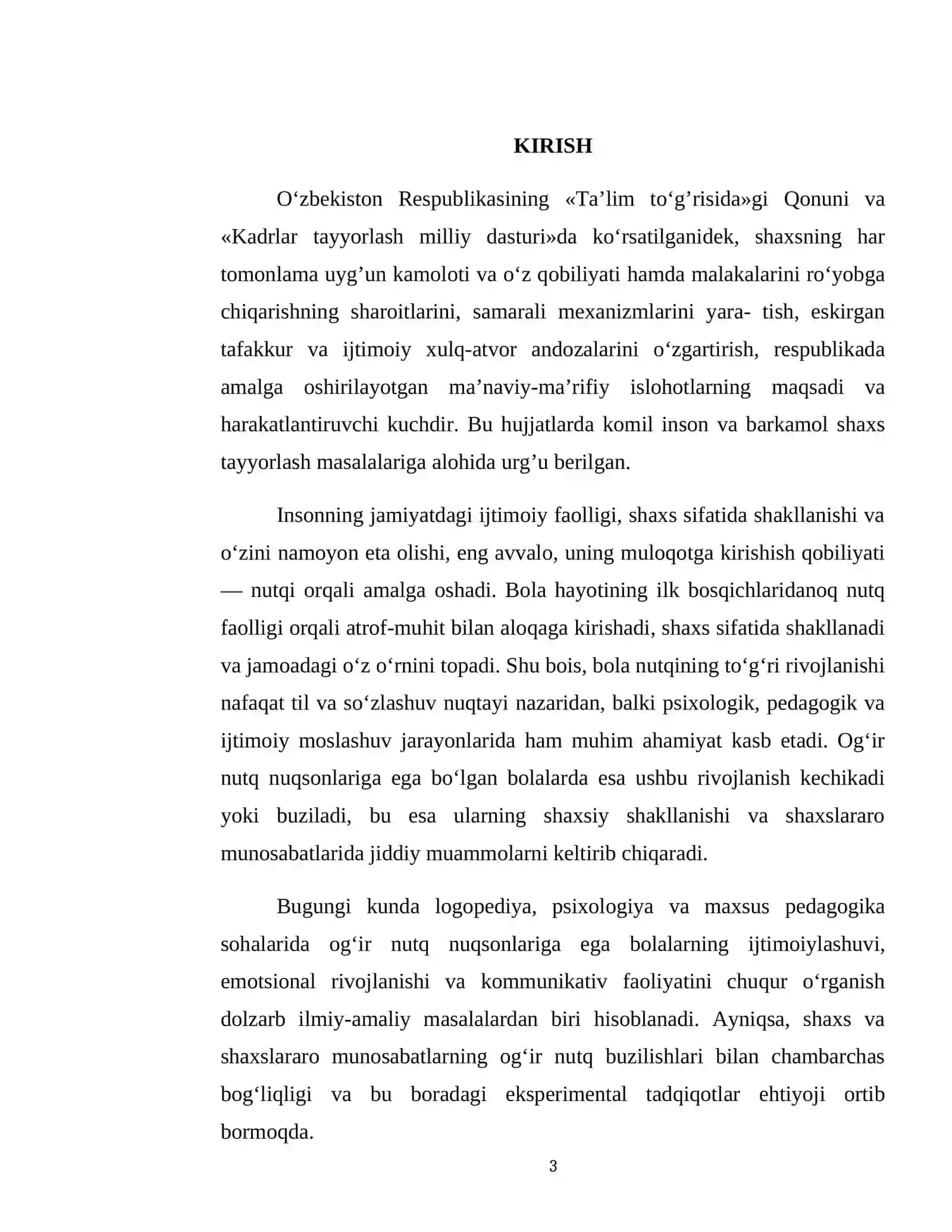 «Ogʻir nutq nuqsonlarida shaxs va shaxslararo munosabatni eksperimental tekshirish metodikasi » mavzusida KURS ISHI 3