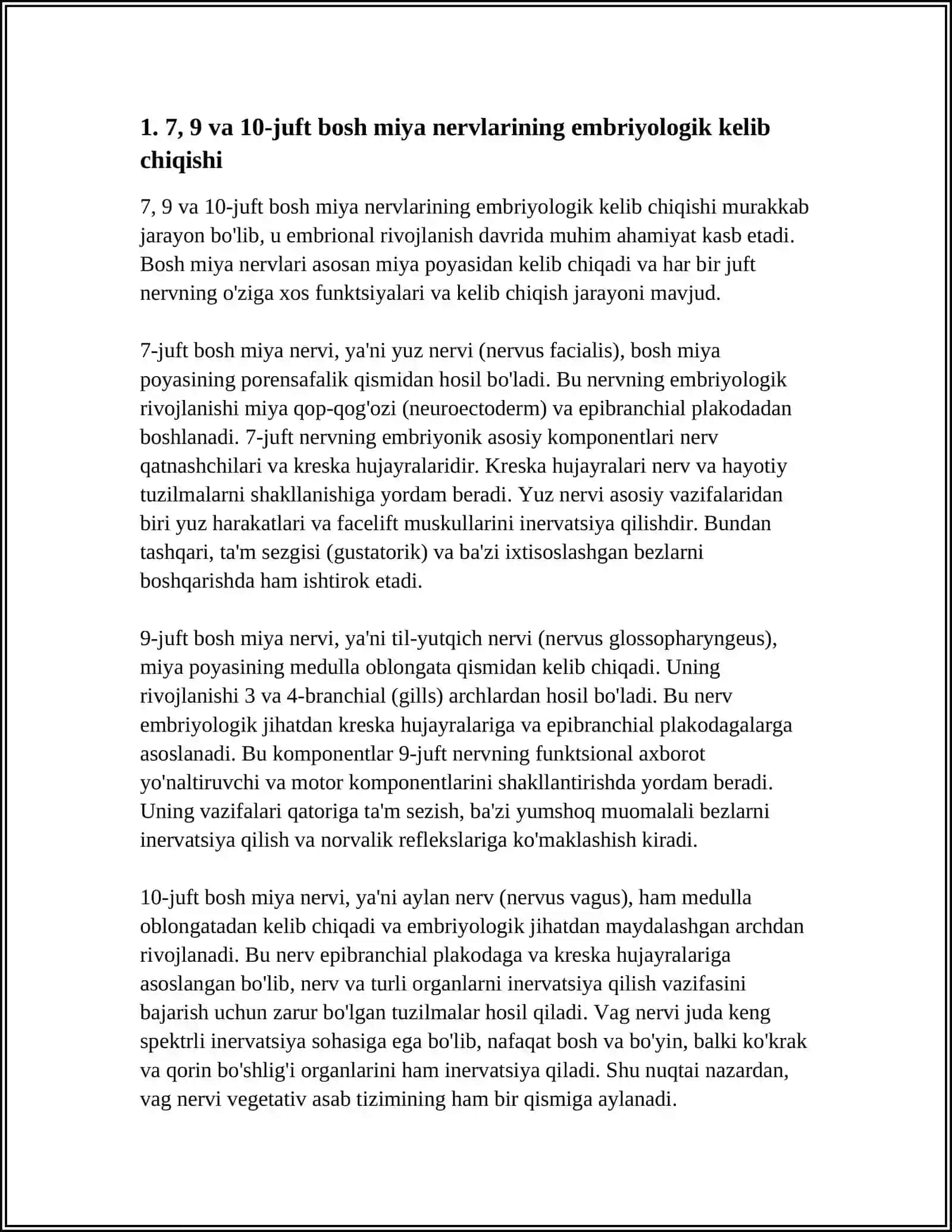 Embriyologik 7, 9, 10-juft bosh miya nervlar 3