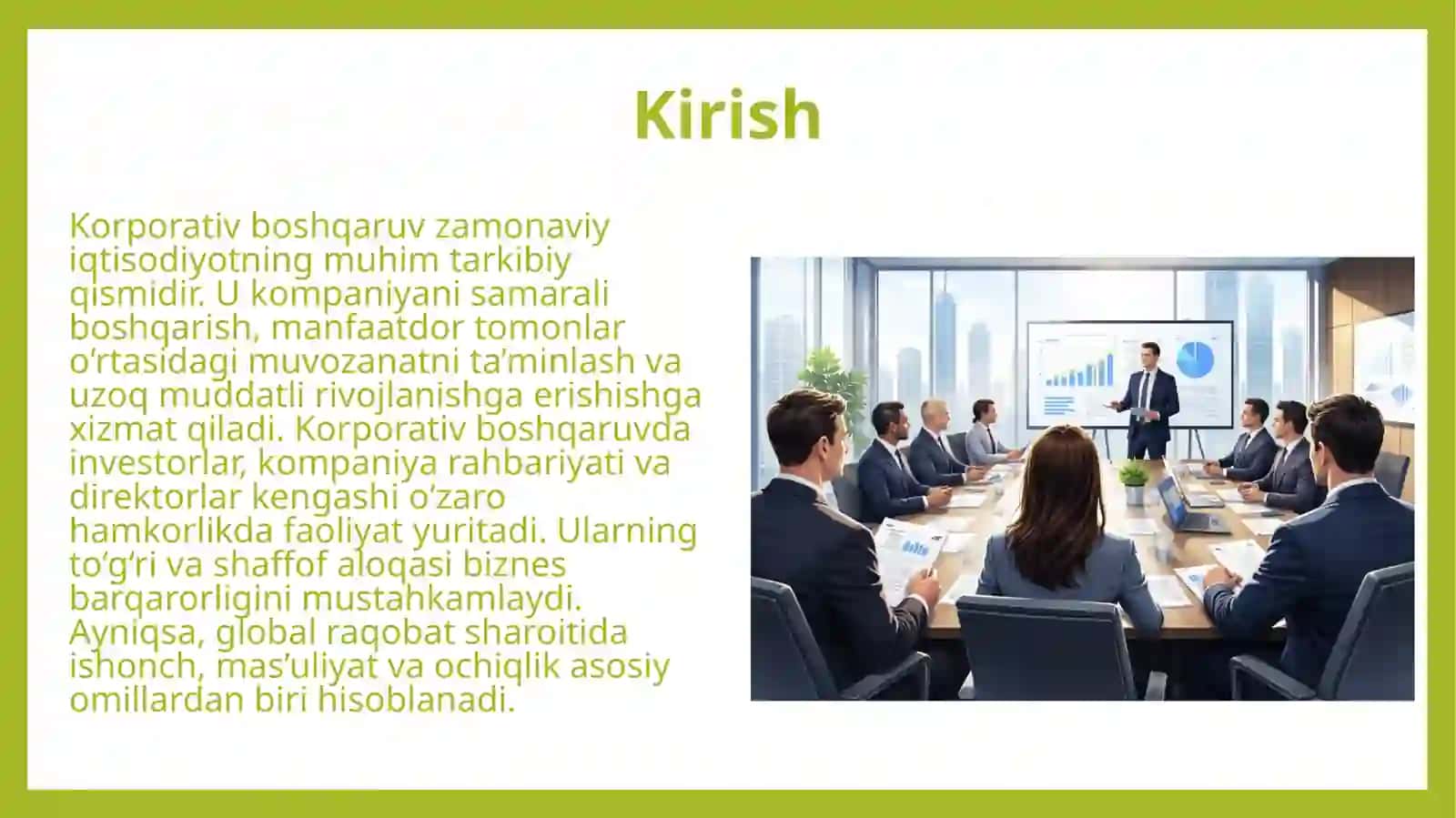Korporativ boshqaruvda hamkorlik: investorlar, kompaniyalar va direktorlar kengashi 3