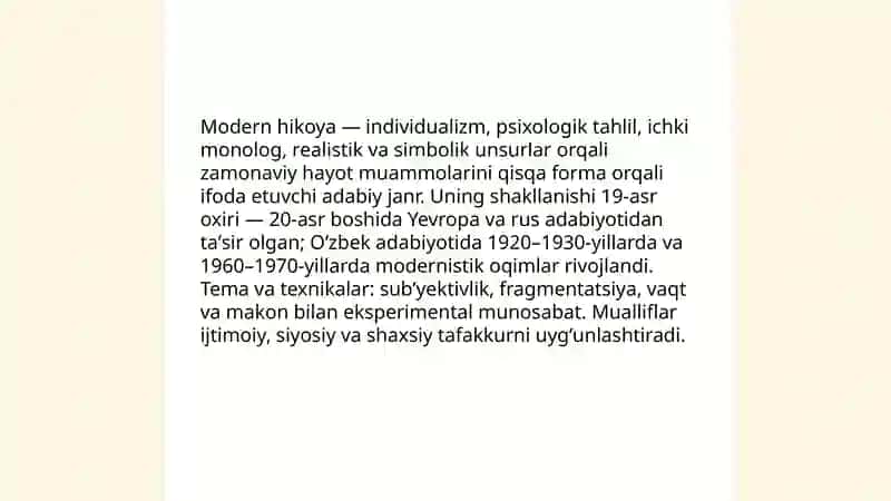 Modern hikoyalar boʻyicha prezintatsiya tayyorlash 3