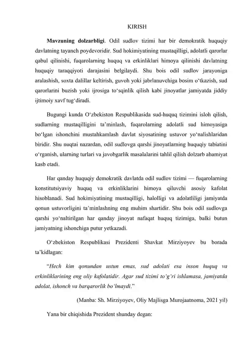 "ODIL SUDLOVGA QARSHI JINOYATLAR" KURS ISHI 3