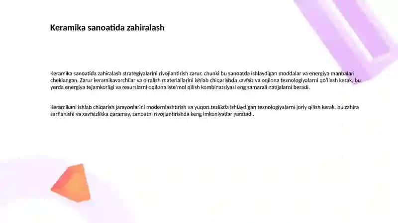Shisha va keramika sanoatida energiya tejamkor texnologiyalarni qo‘llash 3